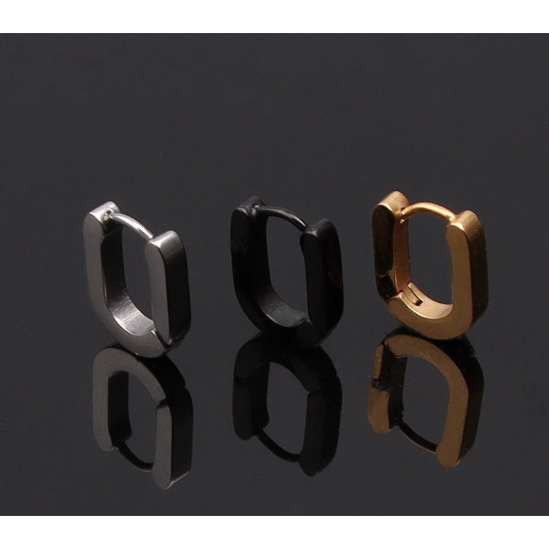 Khuyên titan nam nữ U thanh chữ nhật