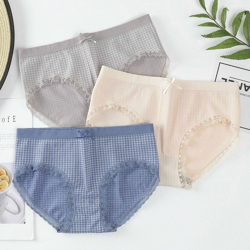 Quần lót cotton kháng khuẩn viền ren 110QC mông 90cm đến 93cm không gian eva KGE