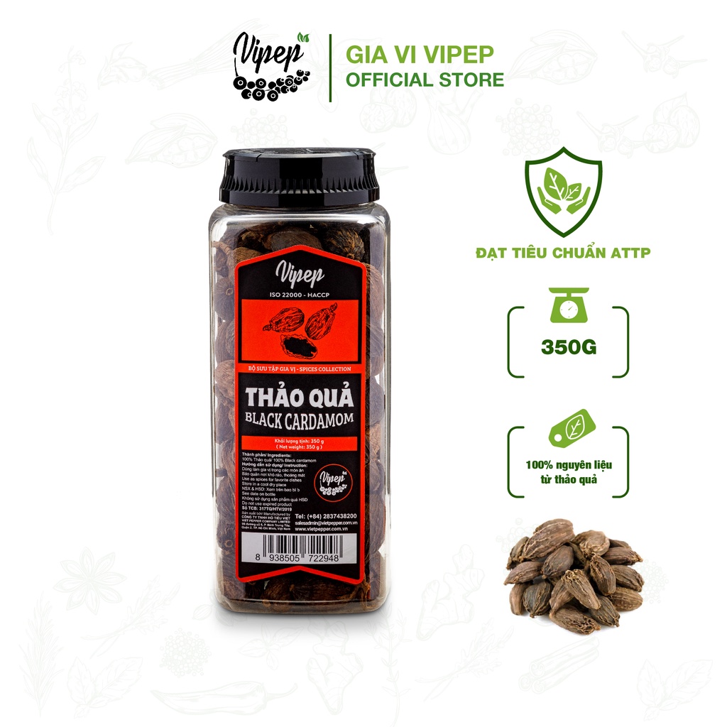 Thảo quả Vipep 350g - gia vị nấu phở thơm ngọt tự nhiên, dùng ngâm rượu tốt cho sức khoẻ