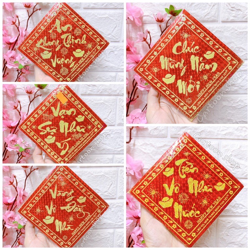 Combo 10 miếng dán dưa hấu lớn 12 cm chữ Việt 12 x 12 cm