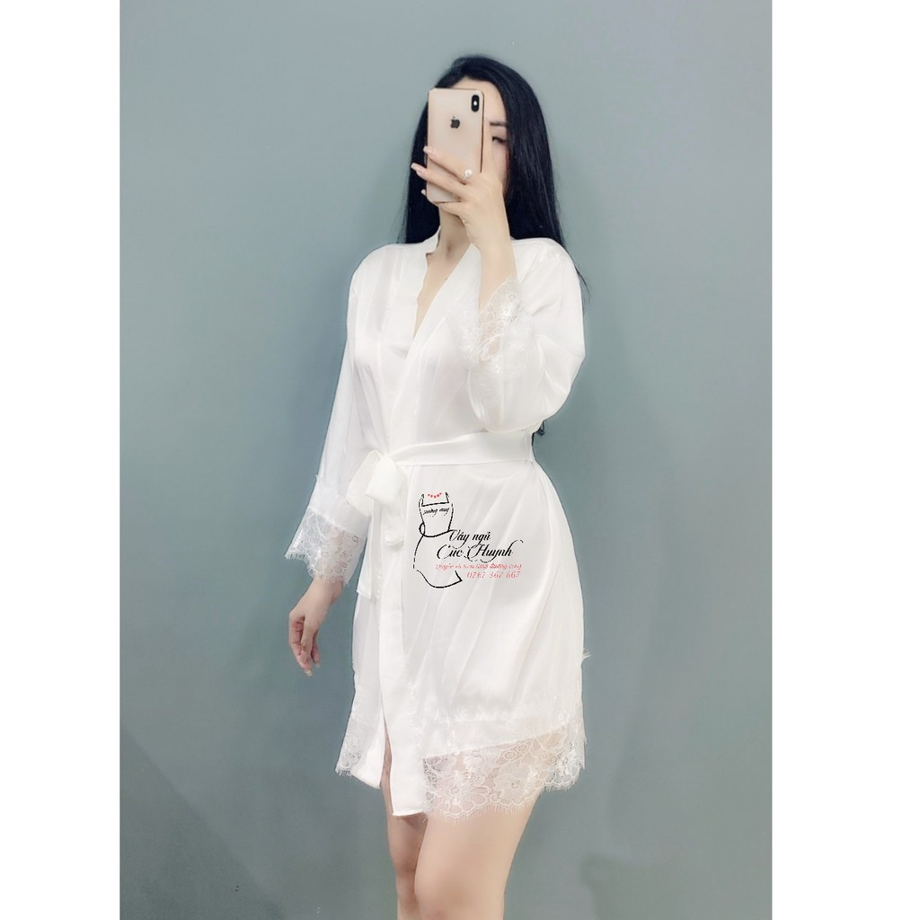 [FREE SHIP] Áo choàng dài tay phối ren xinh xắn, Áo choàng ngủ đẹp vải mềm mát, đường may kĩ, có 4 màu | BigBuy360 - bigbuy360.vn