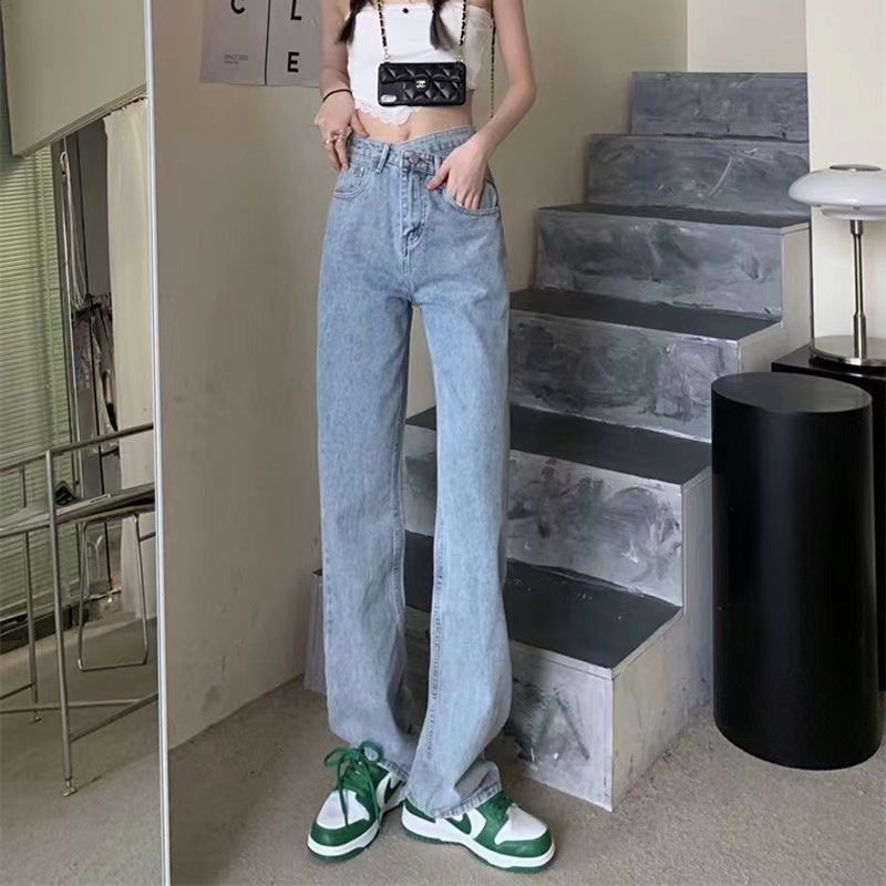 Quần Jeans Nữ Lưng Cao Ống Rộng Thời Trang Hàn Quốc