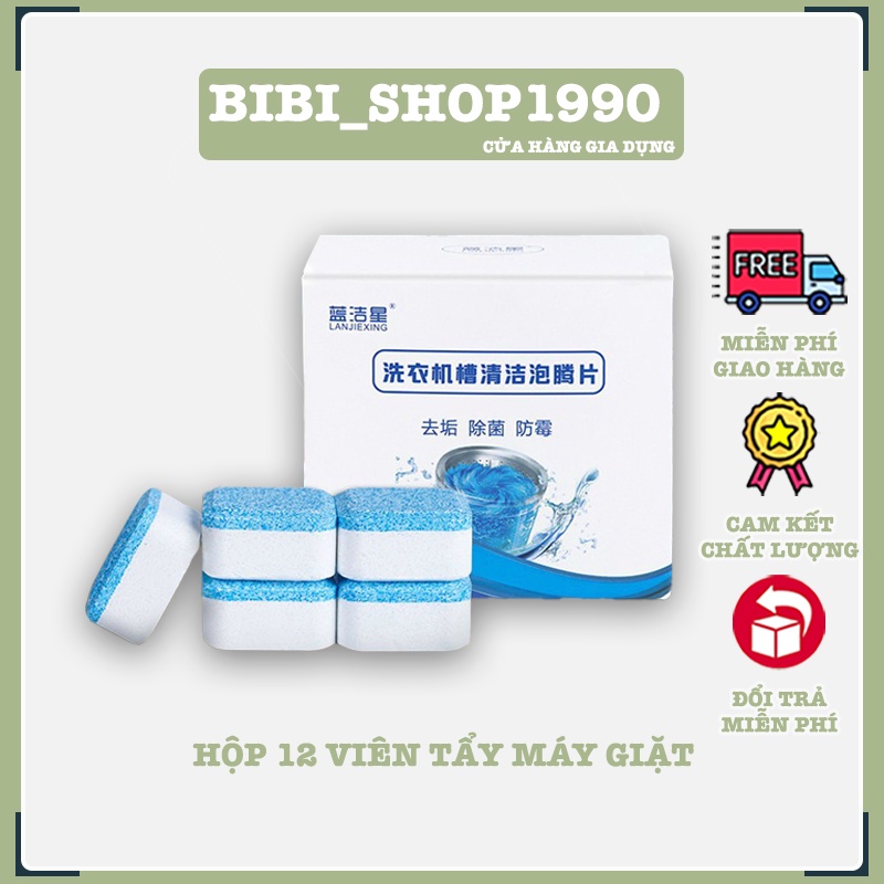Hộp 12 viên tẩy lồng máy giặt hiệu quả - Viên vệ sinh máy giặt diệt khuẩn