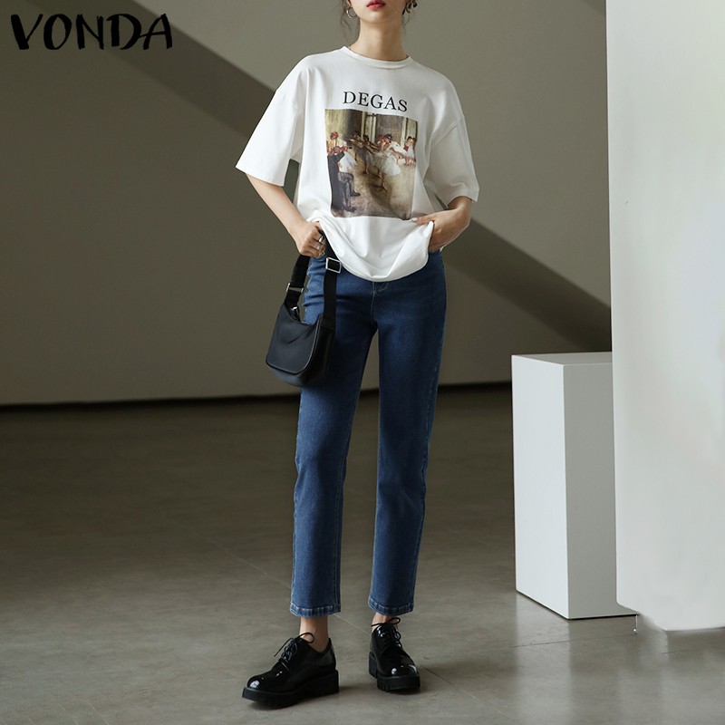 Quần VONDA Denim Lưng Cao Màu Trơn Thời Trang Dành Cho Nữ | BigBuy360 - bigbuy360.vn