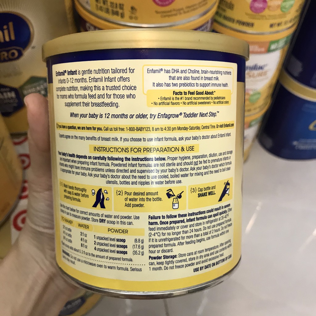 [Xả kho] Sữa Enfamil Infant Formula dành cho bé từ 0 -12 tháng 354g của Mỹ Date 1.12.2021