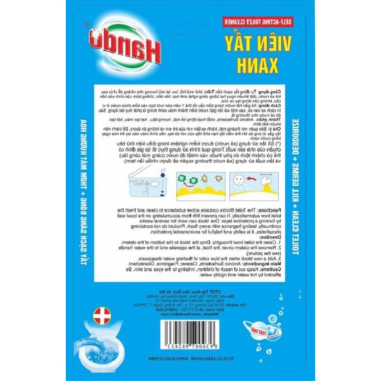 5 vỉ 30 viên tẩy xanh diệt khuẩn làm thơm bồn cầu, toilet HanDo