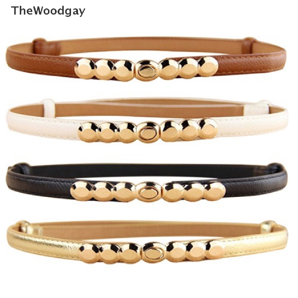 TheWoodgay Women Adjustable Dress Belt Gold Tone Alloy Buckle Girls Thin Girdle Waistband . thumbnail