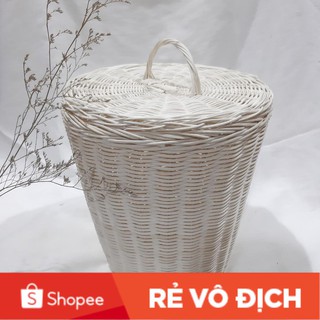 Sọt mây trắng có nắp ,có ảnh thật