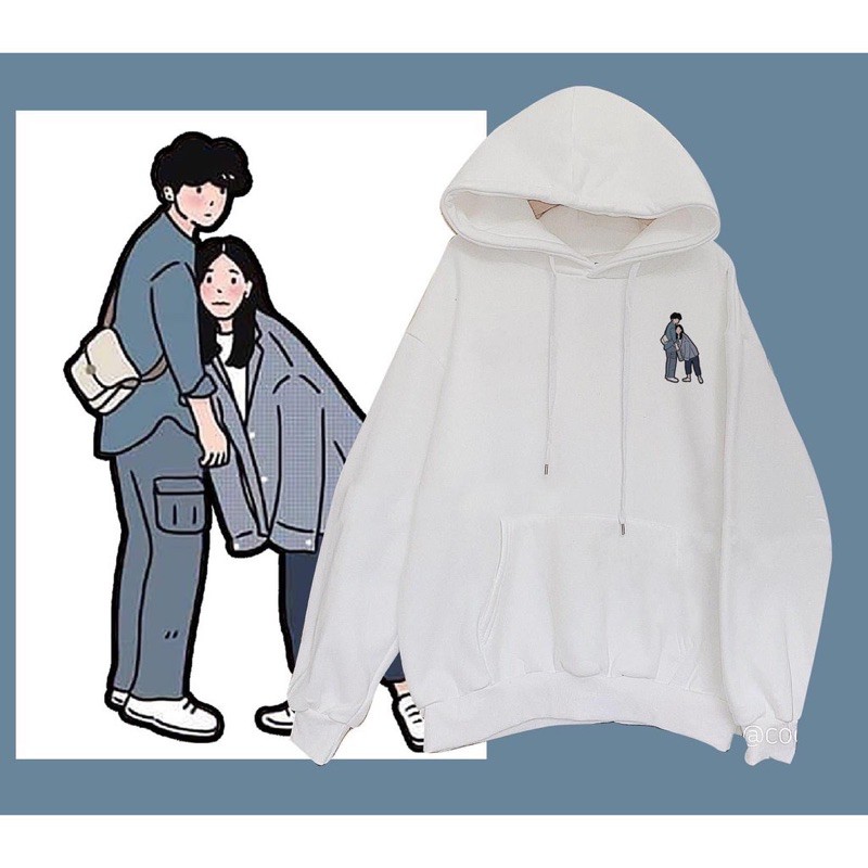 áo HOODIE TRẮNG IN HÌNH ĐÔI BẠN