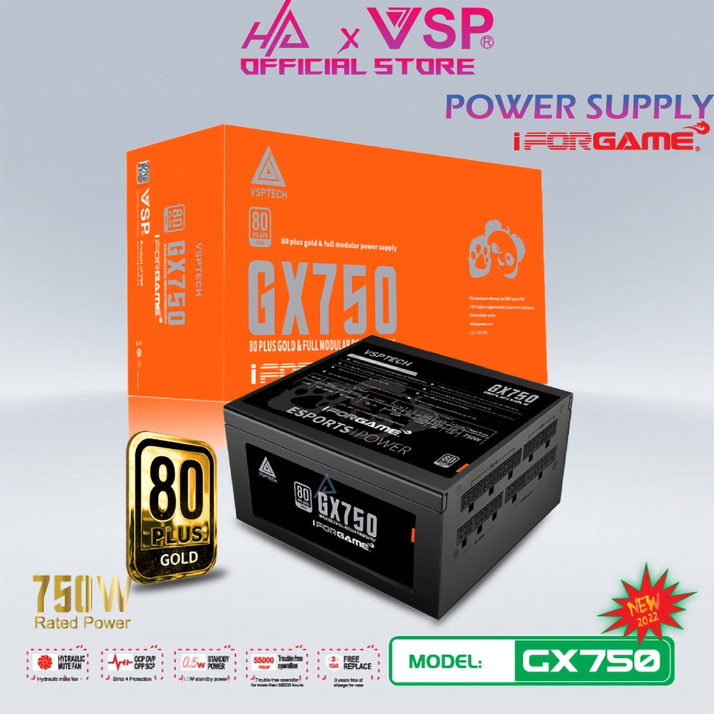 Nguồn máy tính PSU iForgame GX750W VSP 80PLUS GOLD (750W/ Full Modular) - Hàng chính hãng bảo hành 36 tháng lỗi 1 đổi 1