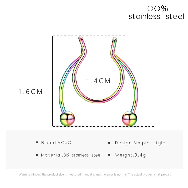 Khuyên Mũi Kẹp Khuyên Mũi Septum Dáng Chữ U Thép Titan Không Gỉ