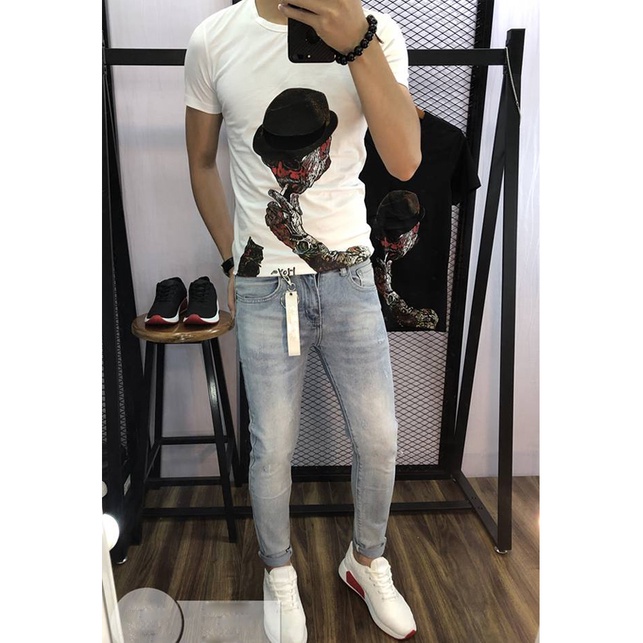 Quần Jean Nam Wash Bạc Thời Trang Hàn Quốc Quần Bò Nam Bạc Quần Jeans Bó Nam