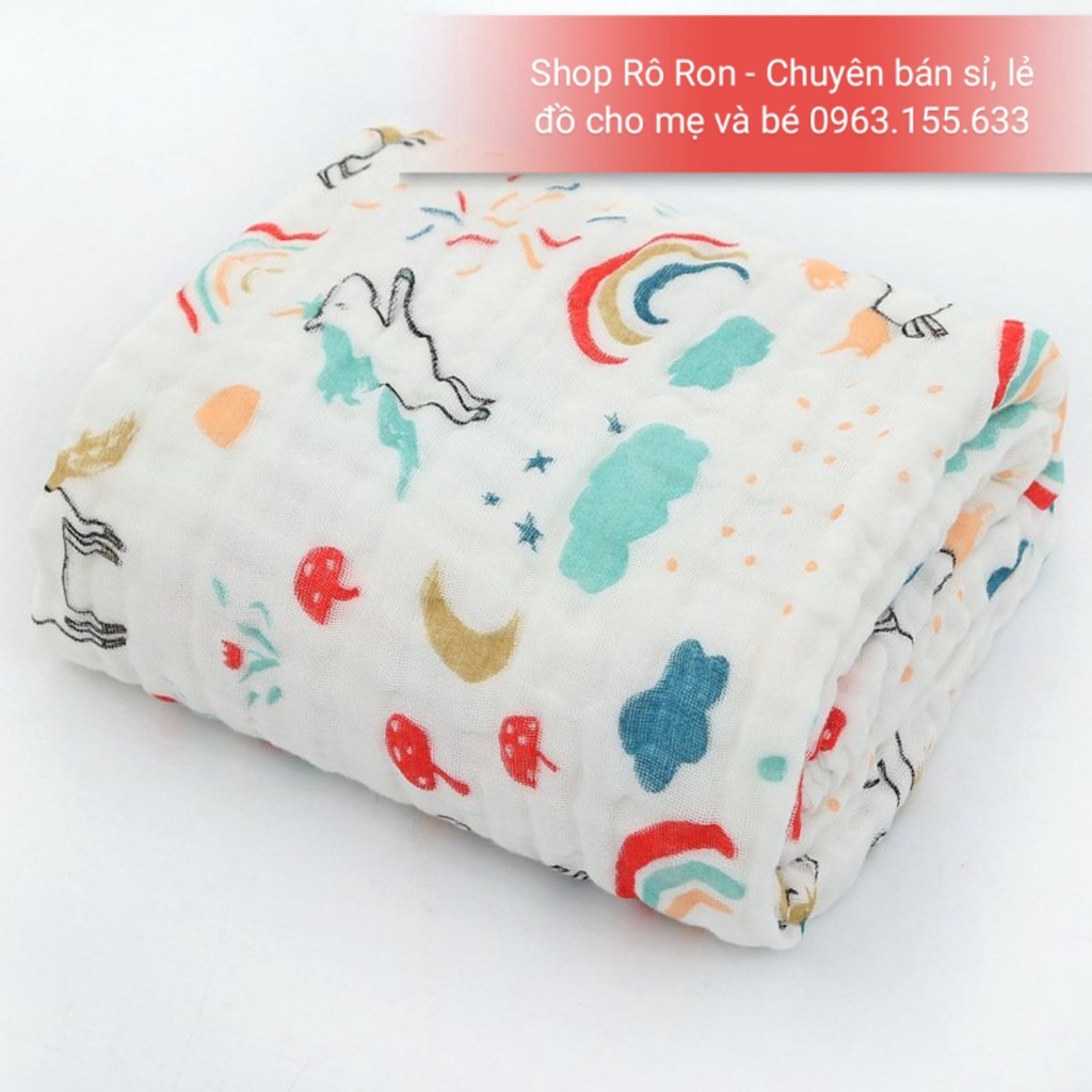 Khăn tắm xô nhăn 6 lớp siêu mềm, siêu thấm cho bé - Chăn xô nhăn 6 lớp đa năng - Shop Rô Ron