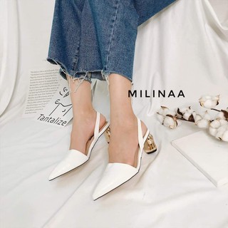 Slingback Colee Gót Nhập Bít Da Sần