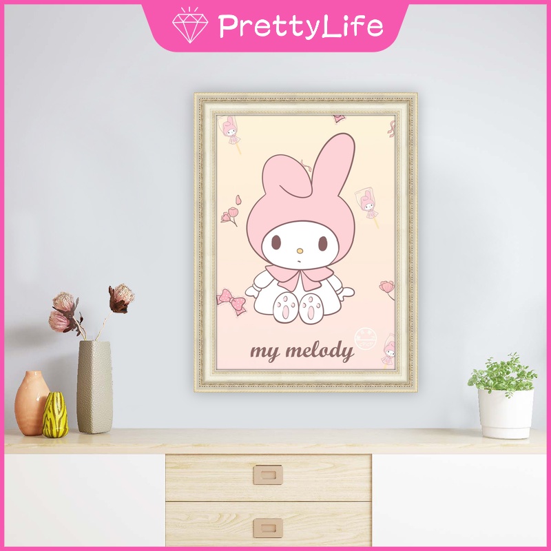 Bộ tranh đính đá 5D họa tiết hoạt hình My Melody độc đáo DIY kích thước 30x40cm/40x50cm