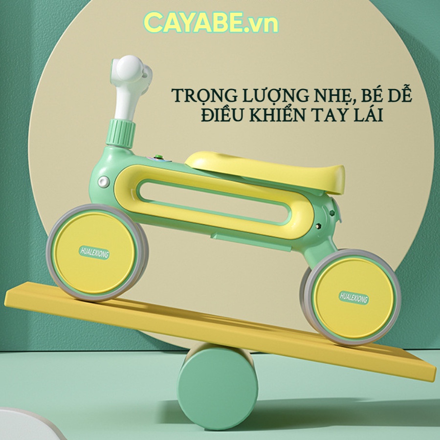 Xe chòi chân cho bé có đèn, nhạc CAYABE màu xanh lá - cam - hồng - xanh dương, xe chòi chân cún con, xe chòi ô tô