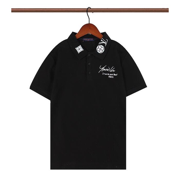 Áo thun polo tay ngắn thêu họa tiết LV thời trang cho nam và nữ