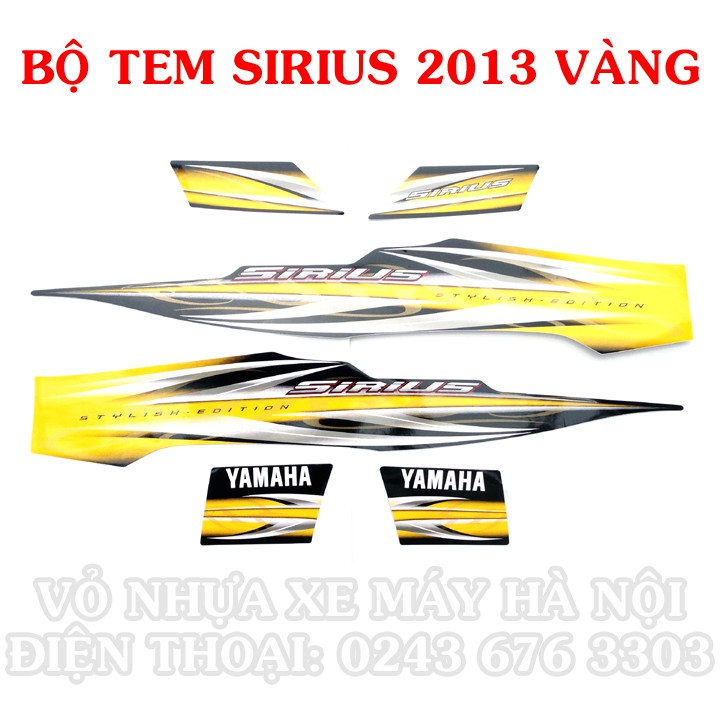 Bộ tem xe Sirius 2013 màu vàng