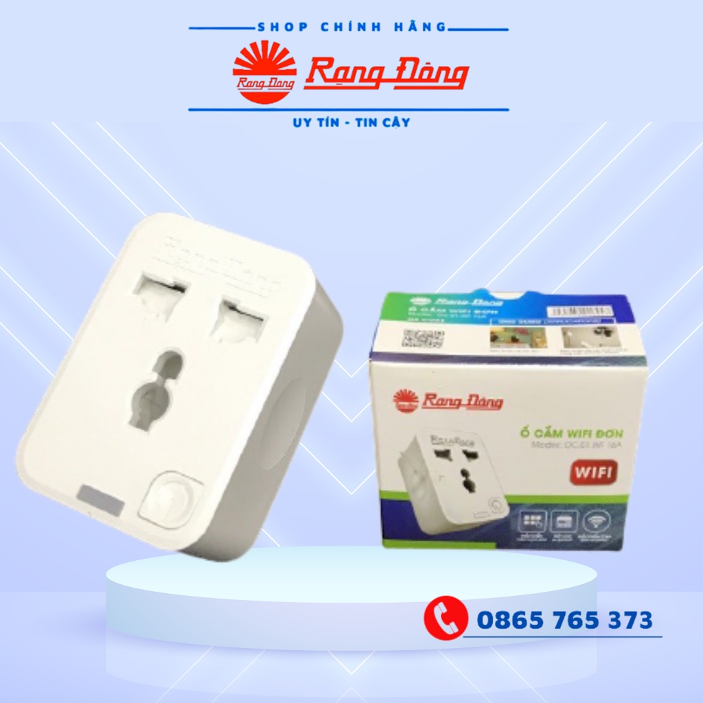 Ổ cắm điện thông minh Rạng Đông điều khiển từ xa bằng Wifi, dây dài 3 mét, 5m, ổ cắm đơn tương thích