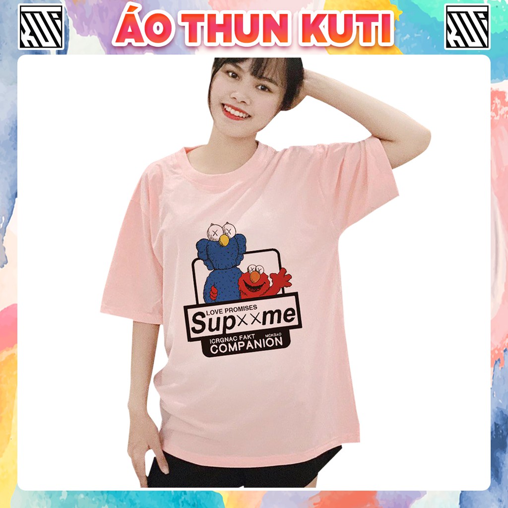 Áo Thun Tay Lỡ KAWS Supre Unisex Kuti Basic Tee Phông Trơn Nam Nữ Form Rộng Freesize Phong Cách Ulzzang Hàn Quốc