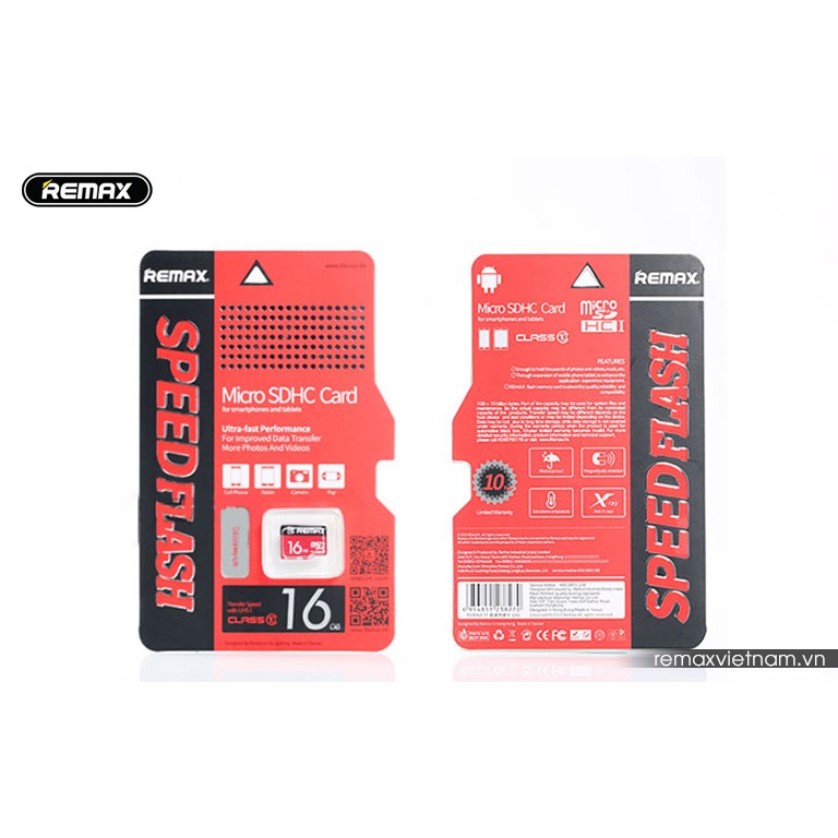 Thẻ Nhớ Micro SD REMAX 16GB Class 10 (Đỏ) - Bảo Hành 01 Năm