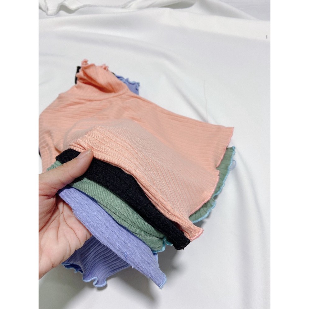 [ Ành Thật] Áo croptop viền bèo ngắn tay đơn giản thời trang Hot