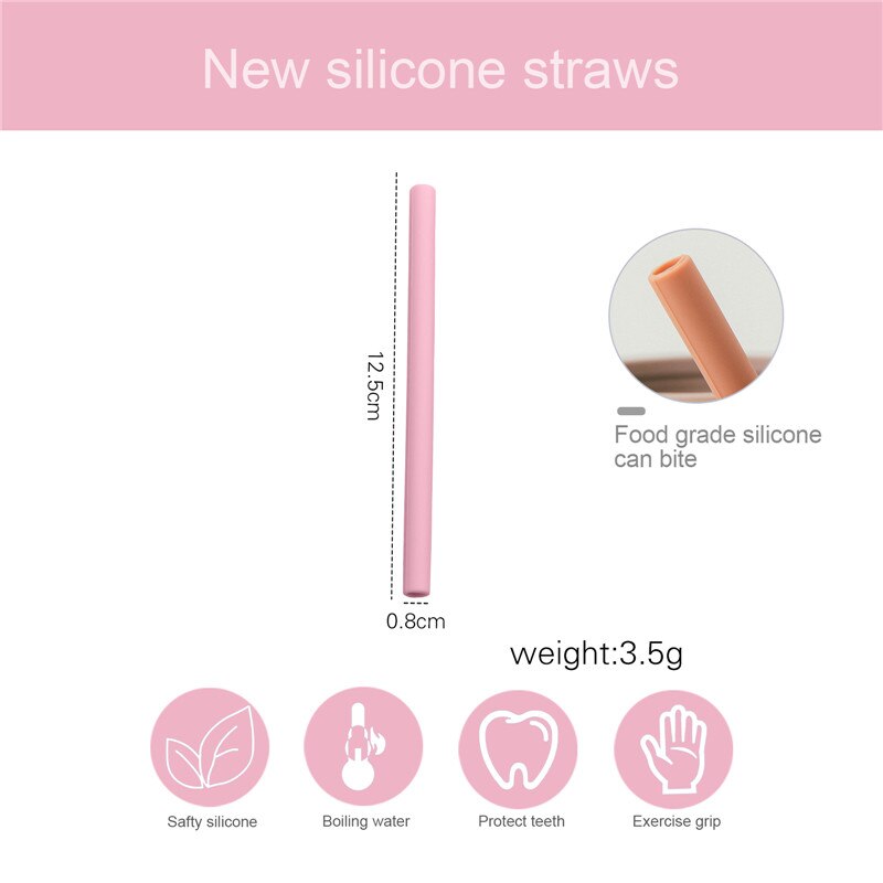 1set ống hút silicon Bộ 5 cái ống hút xoắn MAMIMAMIHOME làm bằng nhựa silicon cấp thực phẩm cho bé