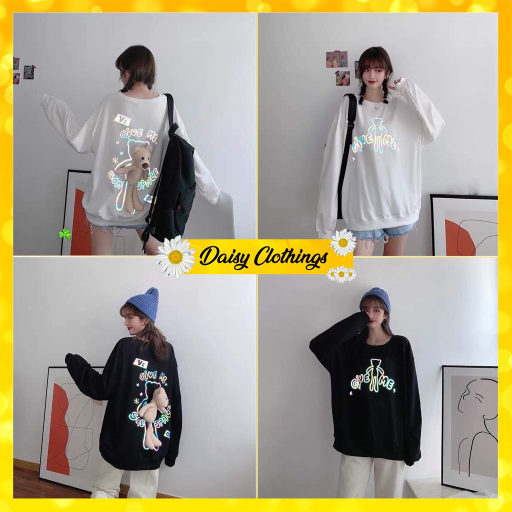 Áo Con Gấu Bông Give Me 2 Màu Đen Trắng Dày Dặn, Con Gấu Thật Nhé Mã 633 - Daisy Clothings