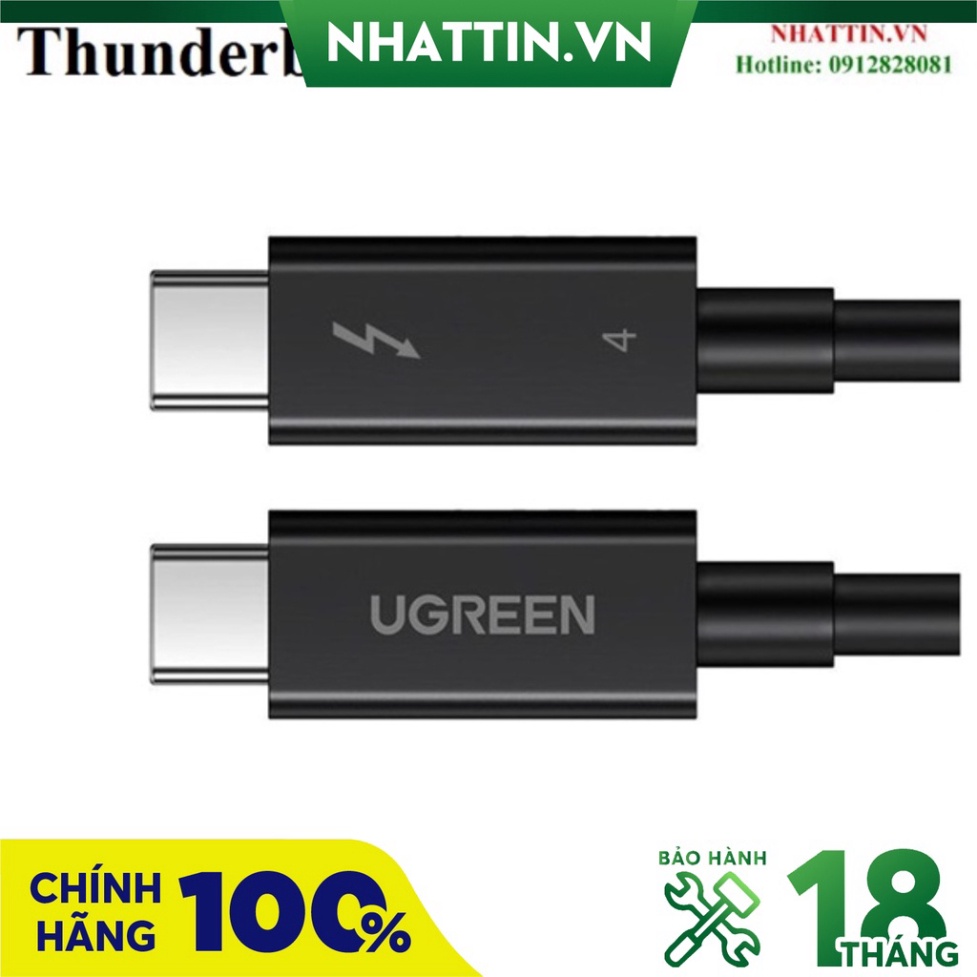 Cáp USB Type-C to USB Type-C Thunderbolt 4 dài 0.8m Ugreen 30389 truyền hình ảnh 8K60Hz  - Phân Phối Chính Hãng