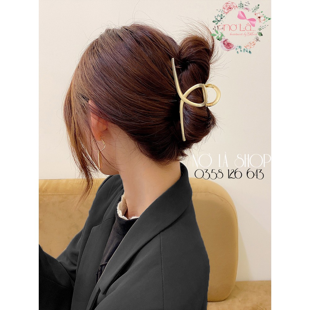 Kẹp tóc kim loại, kẹp cá mập thắt chéo lớn 11cm chống gãy cao cấp