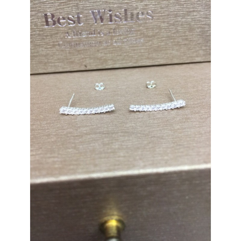Khuyên tai dải đá siêu đáng yêu bạc chuẩn nét nmj đeo 2 kiểu