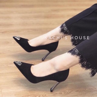 Giày cao gót mũi đá gót gương dẹt 9cm