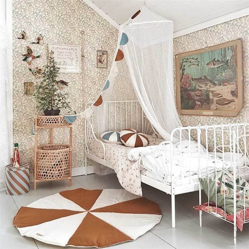 Thảm Cotton Mềm Mại Hình Tròn Phong Cách Bắc Âu Cho Bé Sơ Sinh