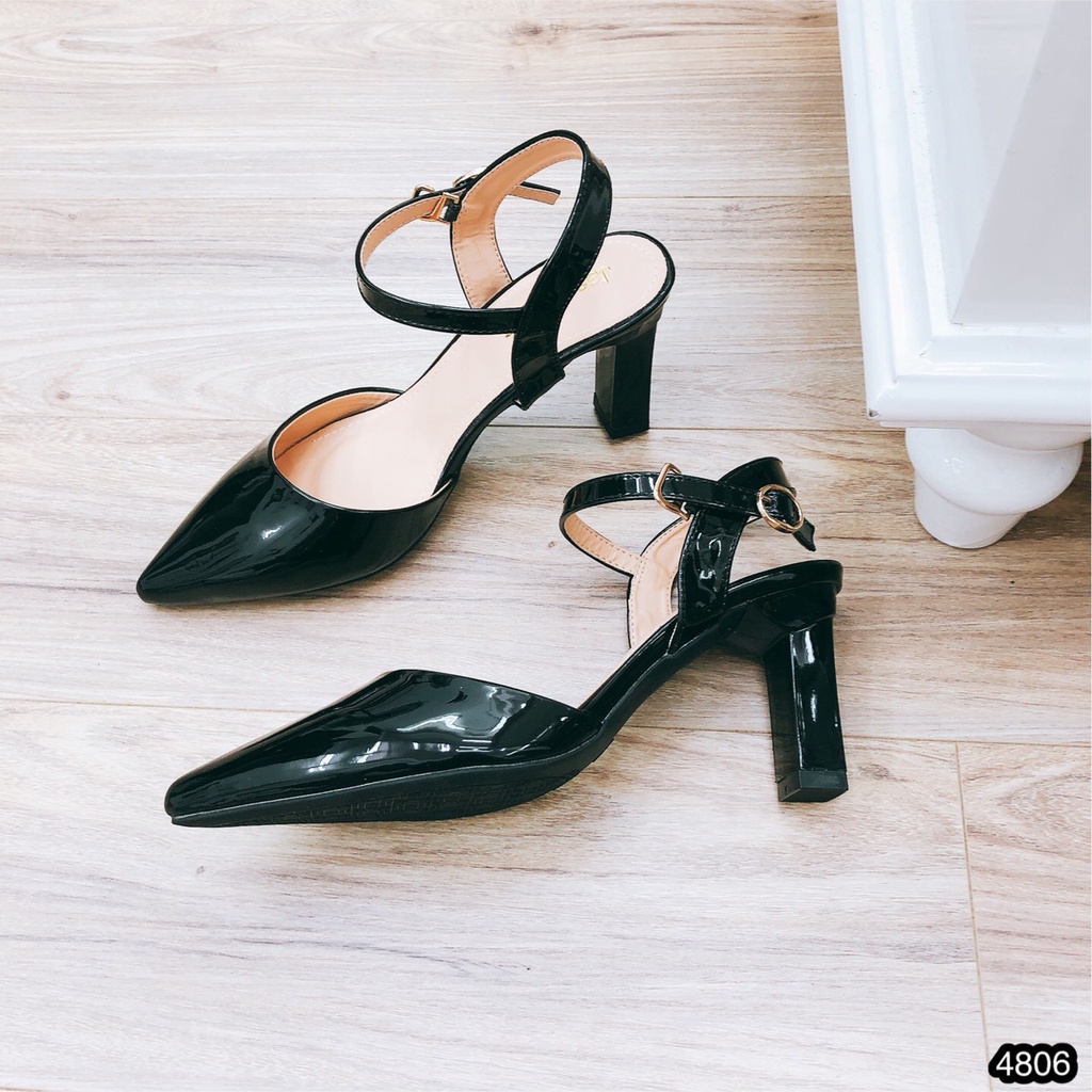 Sandal Nữ Cao Gót Cao Cấp CHIMOKA Gót Nhọn Cao 7 Phân Bít Mũi Nhọn Sang Trọng Thanh Lịch Ba Màu Đen Ghi Nâu 4806