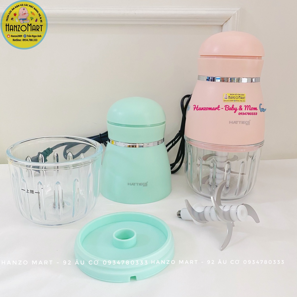 Máy xay ăn dặm cho bé Hattiecs 6 lưỡi cối thuỷ tinh 300ml