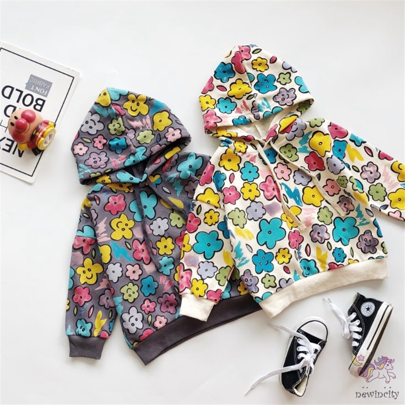 Áo Hoodie Họa Tiết Hoa Dễ Thương Phong Cách Hàn Quốc Cho Nữ