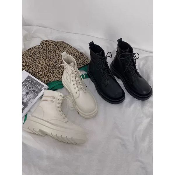 (Hàng Sẵn) Giày Bốt buộc dây ulzzang , Boot cổ lửng da mềm 2 dây sau | BigBuy360 - bigbuy360.vn