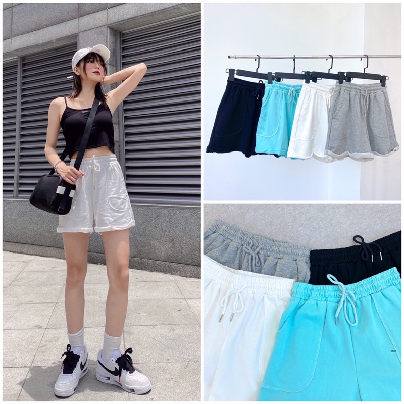 Quần short nỉ, quần short vải nữ có túi may ngoài 5832