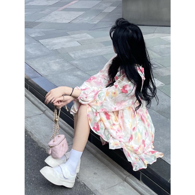 Váy Hoa Babydoll Hoa Chìm Đi Biển, Dạo Phố, Đi Chơi Cực Xinh Cho Các Nàng- Form To Freesize