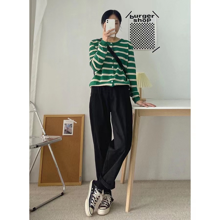 Quần Yếm Dáng Rộng Ống Suông Phong Cách Retro Hàn Quốc Giản Dị Thời Trang Mùa Thu