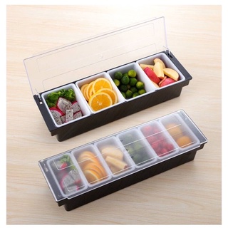 Khay đựng topping nhựa 3-4-5-6 ngăn có nắp