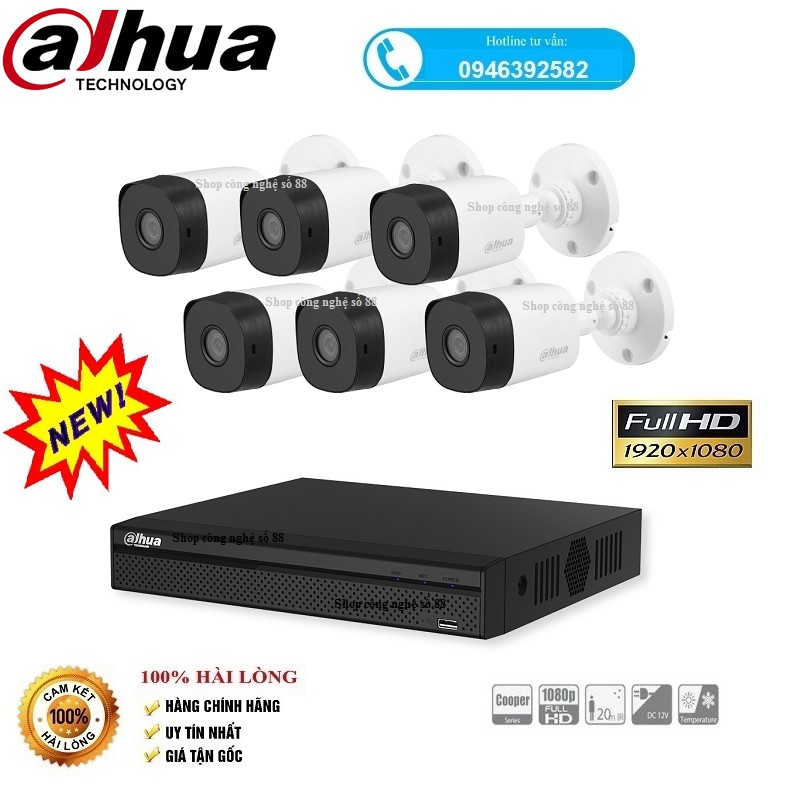 Trọn Bộ 6 CAMERA Dahua FullHD+ Đầy đủ phụ kiện đi kèm cho khách tư lắp đặt tại nhà.