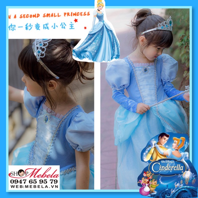 Váy đầm công chúa Lọ Lem - Cinderella cho bé 15-33kg có clip shop tự quay