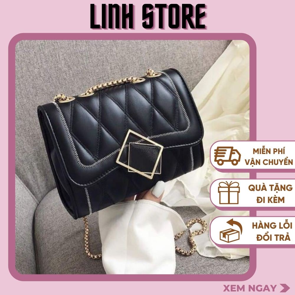 Túi Đeo Tréo Nữ Linh Store Túi Đeo Vai 3 Ngăn Trần Trám Khóa Kính Nghiêng Thời Trang Phong Cách Hàn Quốc - LS11