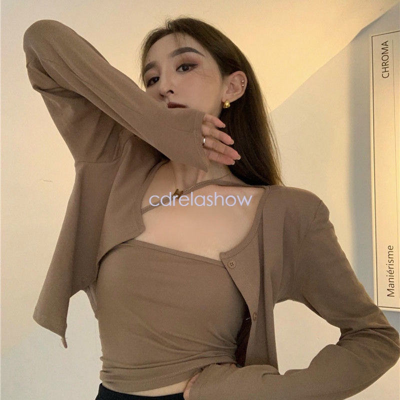 Set áo dây và áo khoác cardigan mỏng thời trang (có bán lẻ)