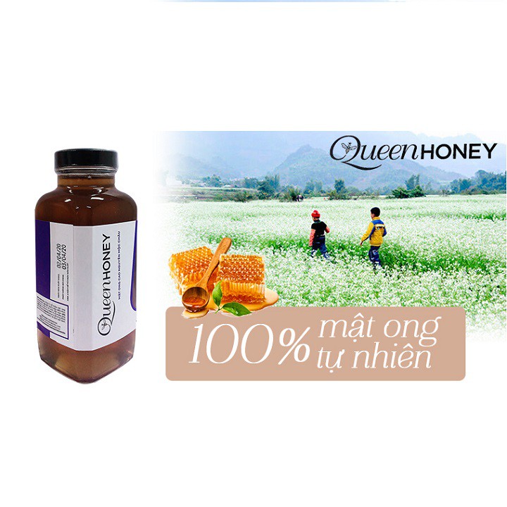 [QUEENHONEY]_2 chai mật ong cao nguyên Mộc Châu (500g/chai) Tặng 2 chai mật ong hoa rừng Mù Cang Chải (500g/chai)