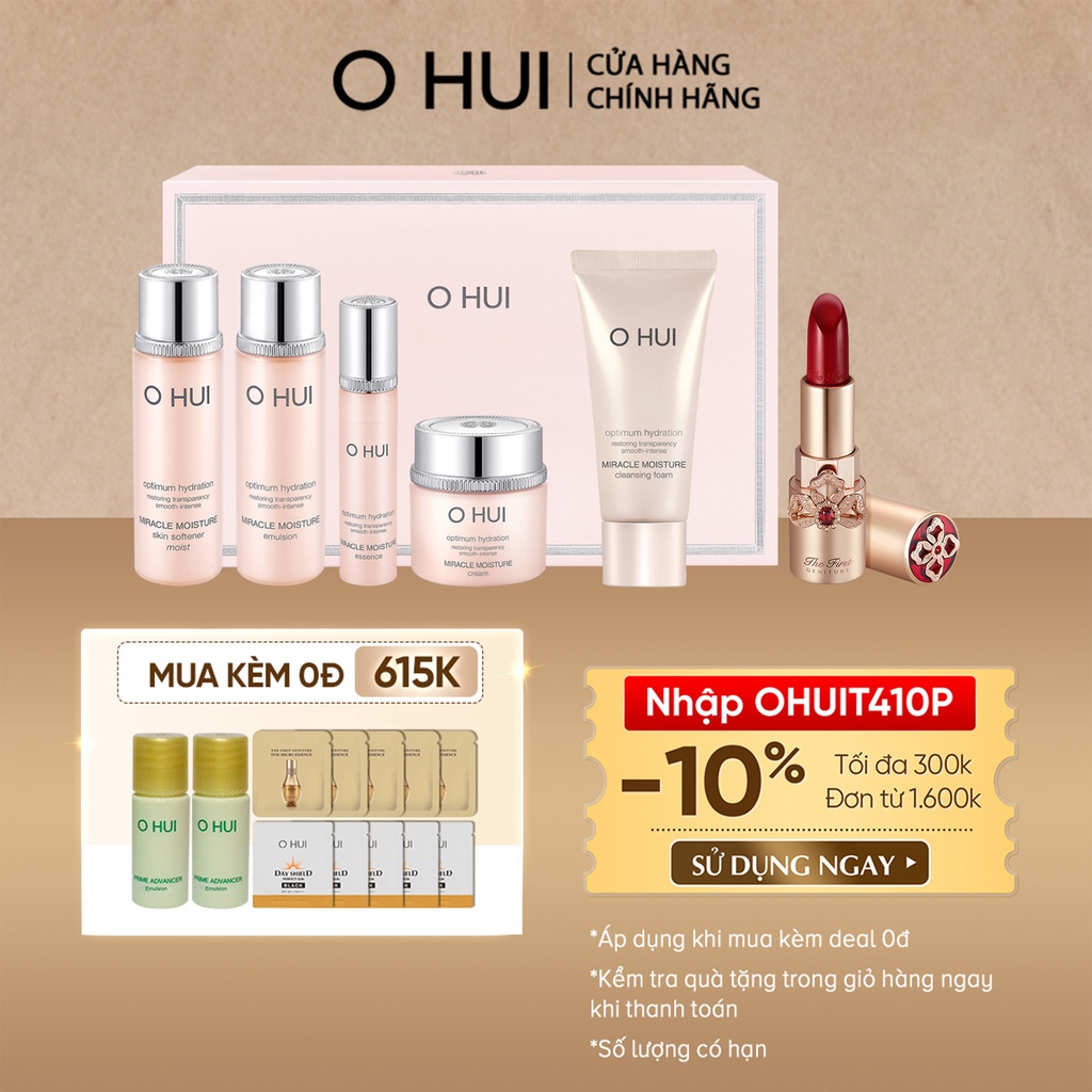 [Mã VISAPREMIUM giảm 150K]Combo Son lì dưỡng ẩm ngăn lão hóa OHUI MM The First Geniture Lipstick