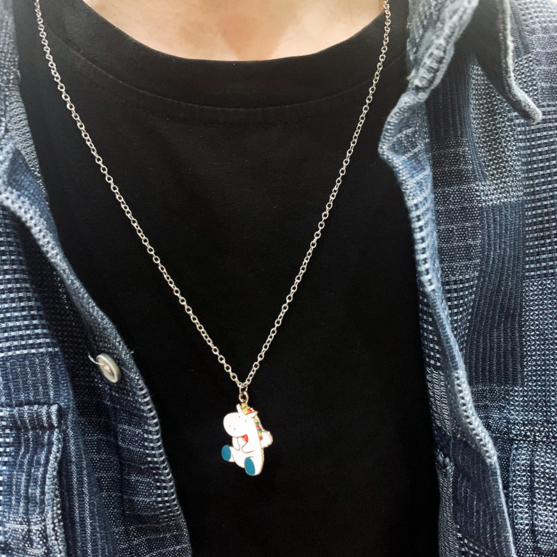 Vòng cổ thép titan không phai mặt hình ngựa một sừng dễ thương độc đáo