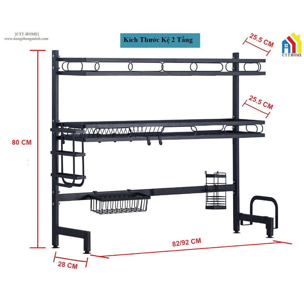 Giá Kệ Để Bát Đĩa Dao Thớt Đặt Trên Bồn Rửa Chén - 1 Tầng - 2 Tầng