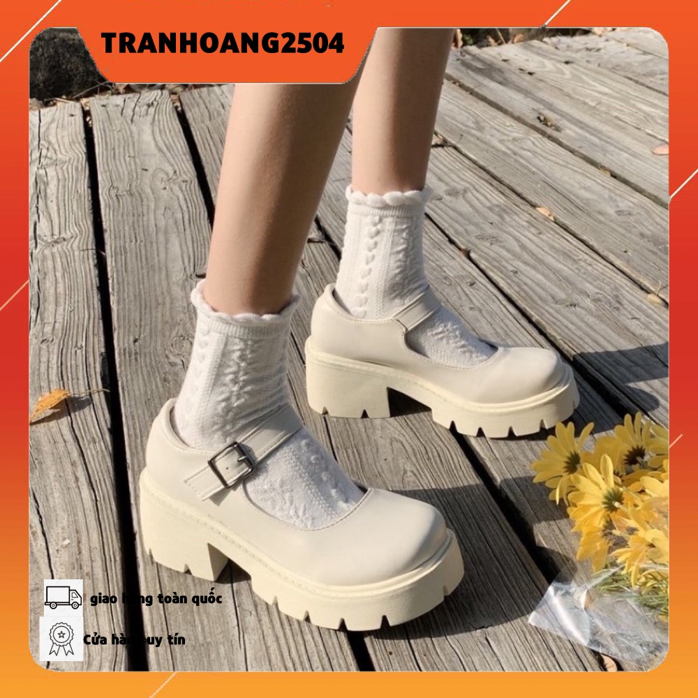 CÓ SẴN - Giày Oxford (from rộng  1 size) Cao Gót Mũi Tròn Thời Trang Thanh Lịch Cho Nữ ảnh thật shop chụp cuối nha